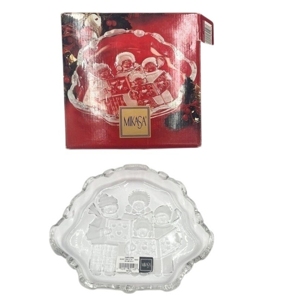 Mikasa Carolers Sweet Dish 8.25" Crystal Christmas Candy Bowl SA 987/210 Germany